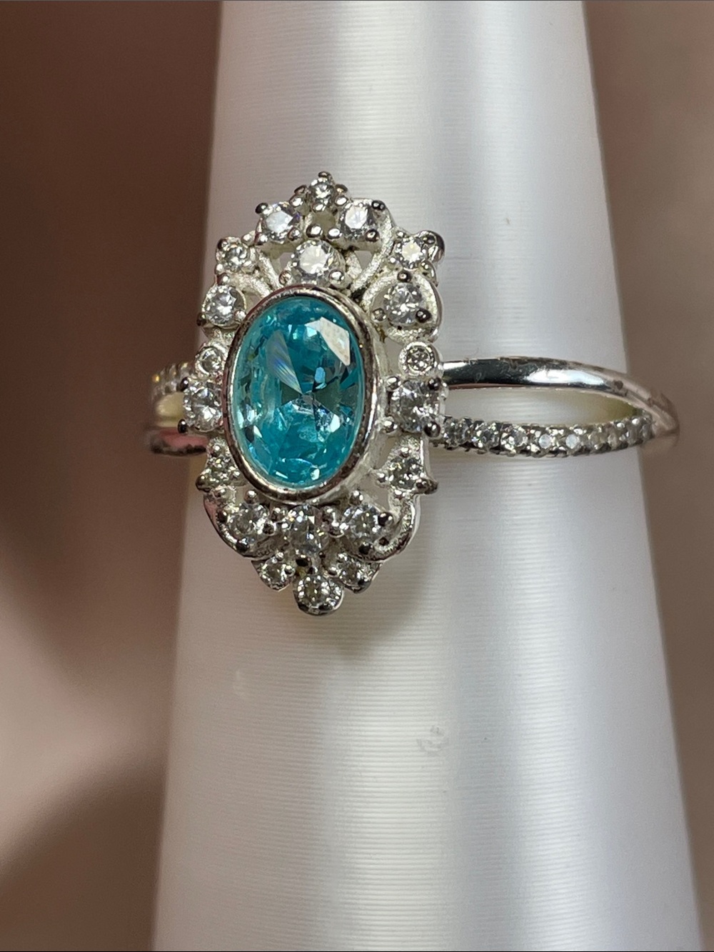 Bomb Party RETRO "The Sterling Club" Aqua CZ on 925 Sterling Silver Size 10 - Picture 3 of 10